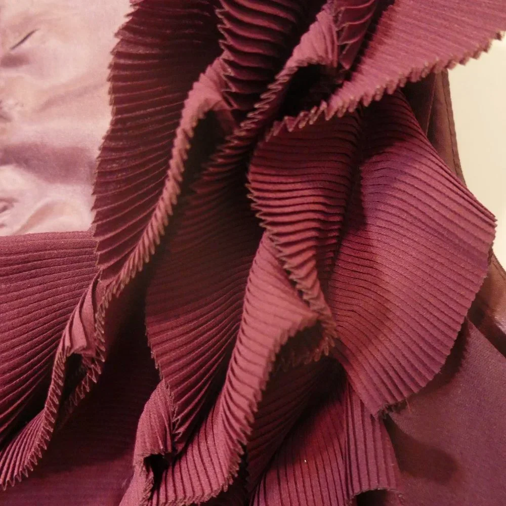 Plum Dress with Ruffle. Large - Picture 6 of 6